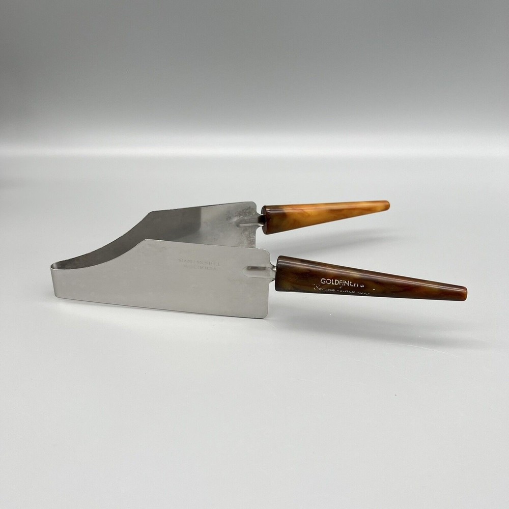 VTG Bakelite Double Handle Cake Pie Dessert Server Slice Cutter Stainless USA